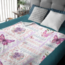 Personalised Purple Butterfly Floral Baby Blanket - Customised Gift for Baby Shower - Joliny