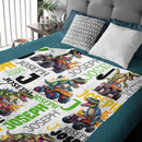Personalized Baby Blanket Dinosaur Flame Pickup Name Custom Blanket - Joliny