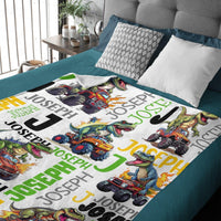Personalized Baby Blanket Dinosaur Flame Pickup Name Custom Blanket - Joliny