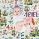 Personalized Baby Girls Blanket - Customizable Name Art Safari Theme Blanket - Joliny