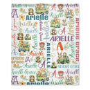 Personalized Baby Girls Blanket - Customizable Name Art Safari Theme Blanket - Joliny