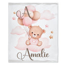 Personalized Balloon Bear Baby Name Blanket - Joliny