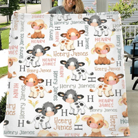Personalized Black Brown Calf Name Blanket - Joliny