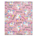 Personalized Black Pink Funny Unicorn Custom Name Blanket for Girls - Joliny
