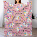 Personalized Black Pink Funny Unicorn Custom Name Blanket for Girls - Joliny