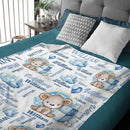 Personalized Blue And Pink Bear Cloud Name Blanket - Joliny