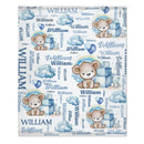Personalized Blue And Pink Bear Cloud Name Blanket - Joliny