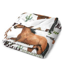 Personalized Brown Horse Denim Customized Name Blanket - Joliny