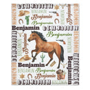 Personalized Brown Horse Denim Customized Name Blanket - Joliny
