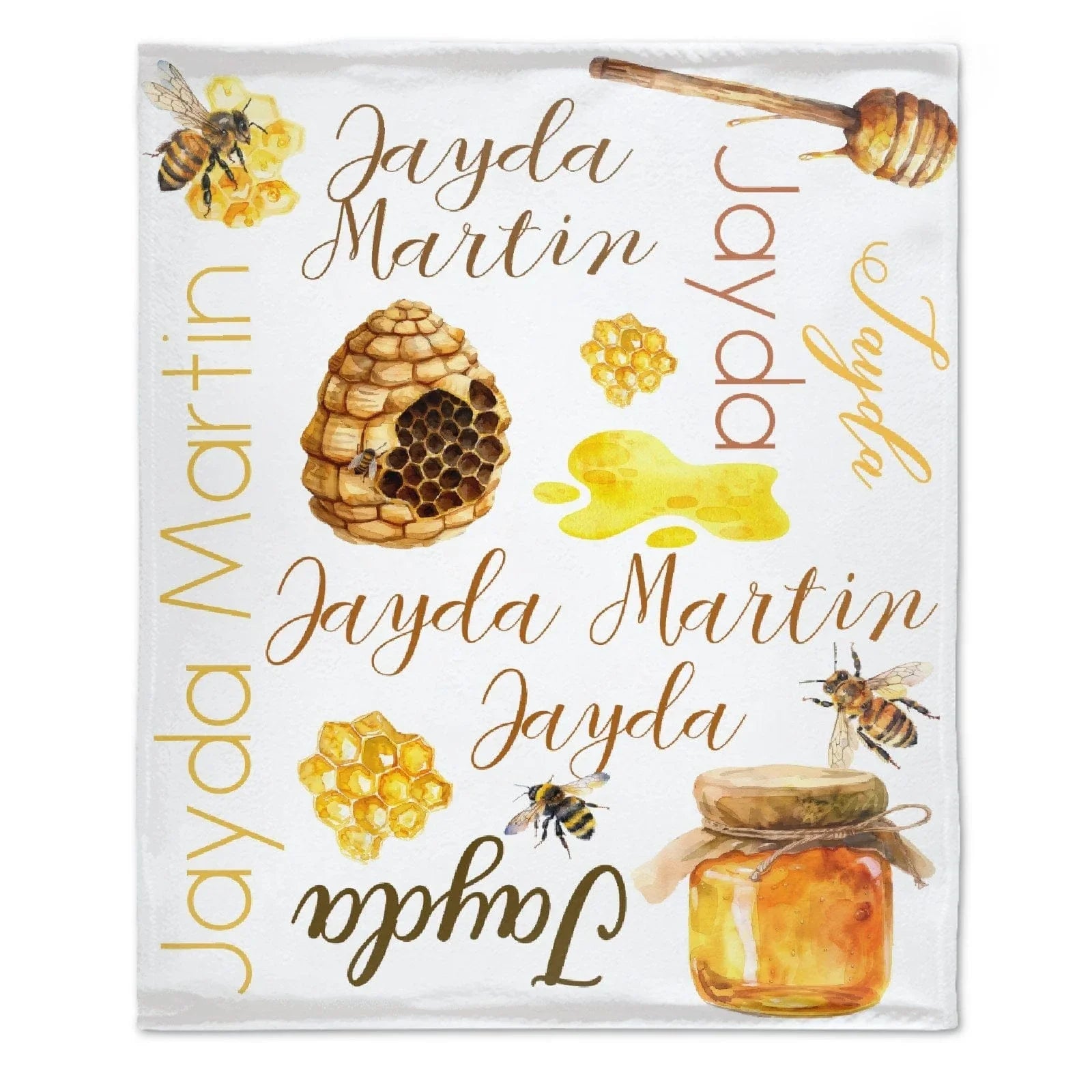 Personalized Bumblebee Honey Baby Blanket - Joliny