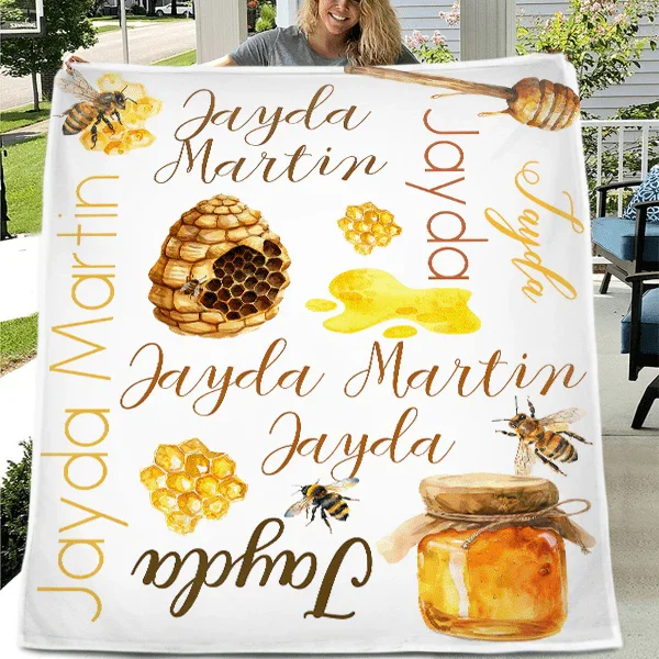 Personalized Bumblebee Honey Baby Blanket - Joliny