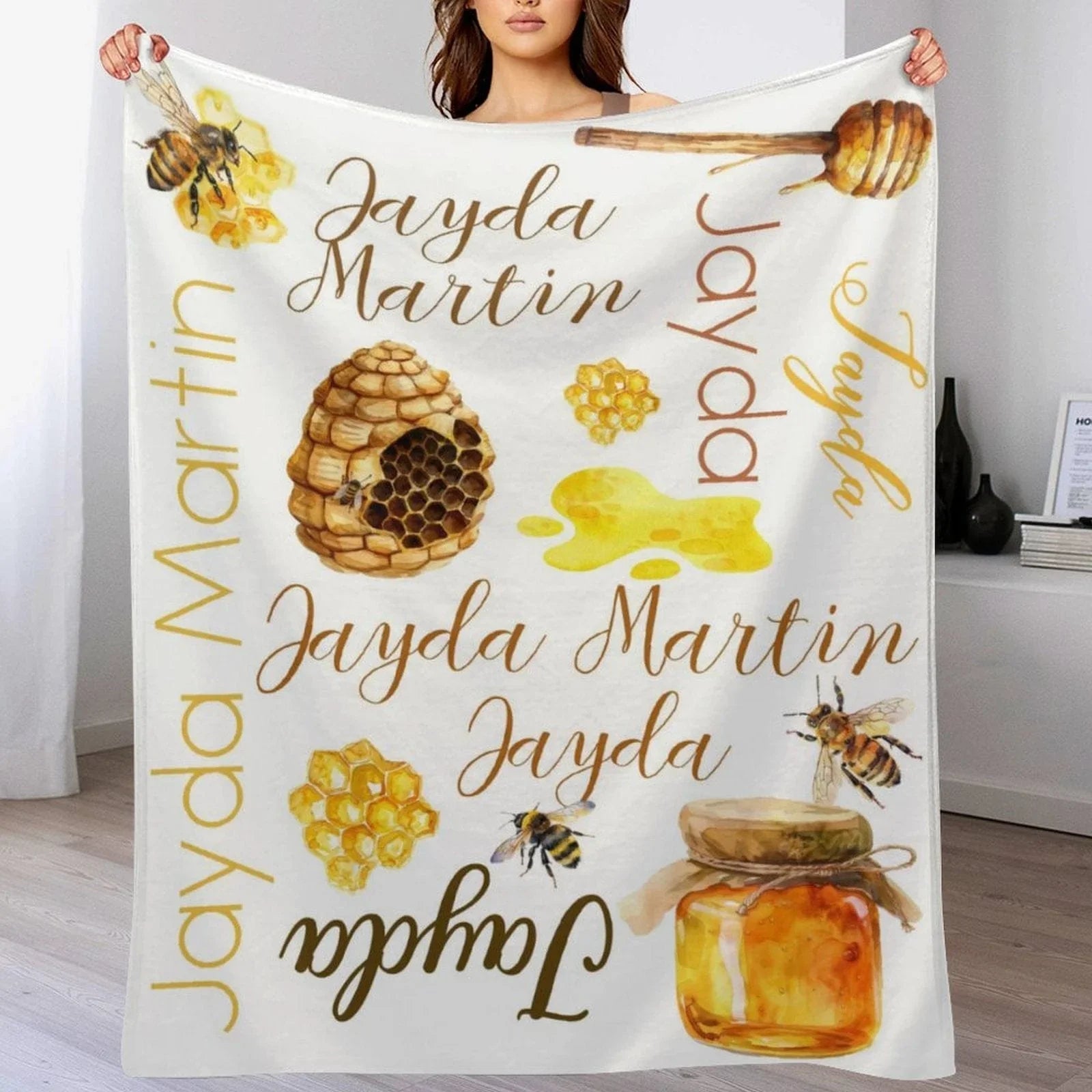 Personalized Bumblebee Honey Baby Blanket
