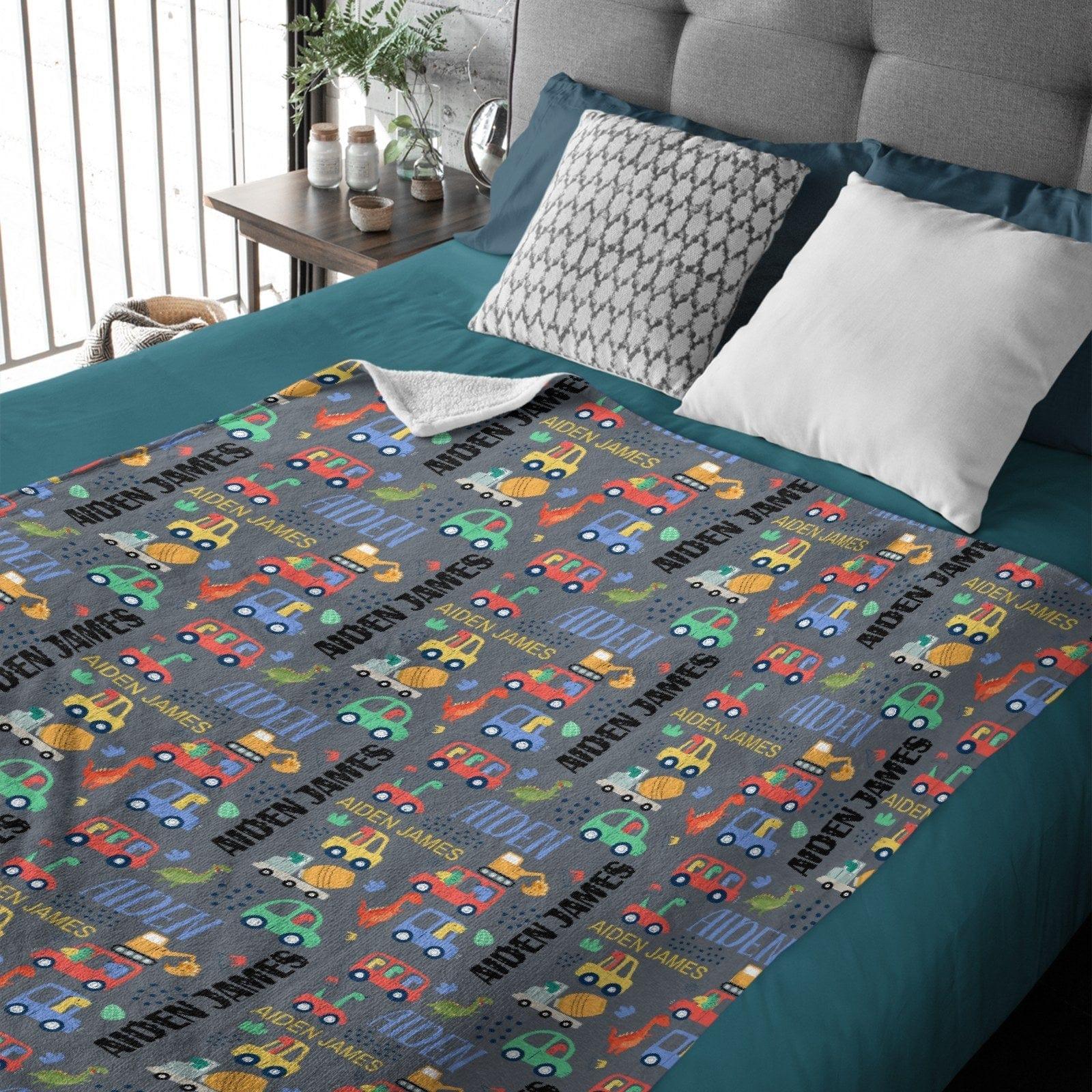 Personalized Custom Name Blanket - Mini Dinosaur Car - Joliny