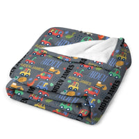 Personalized Custom Name Blanket - Mini Dinosaur Car - Joliny