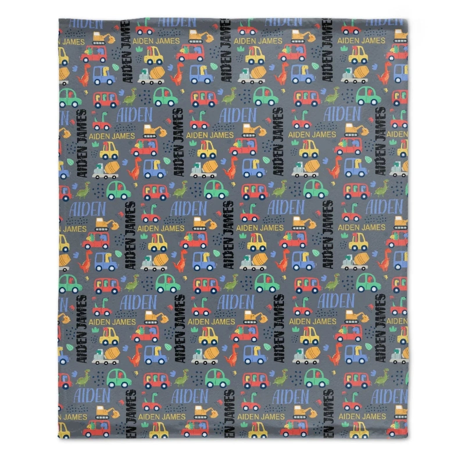 Personalized Custom Name Blanket - Mini Dinosaur Car - Joliny