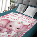Personalized Cute Pink Elephant Gift Name Blanket - Joliny