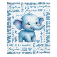 Personalized Cute Pink Elephant Gift Name Blanket - Joliny