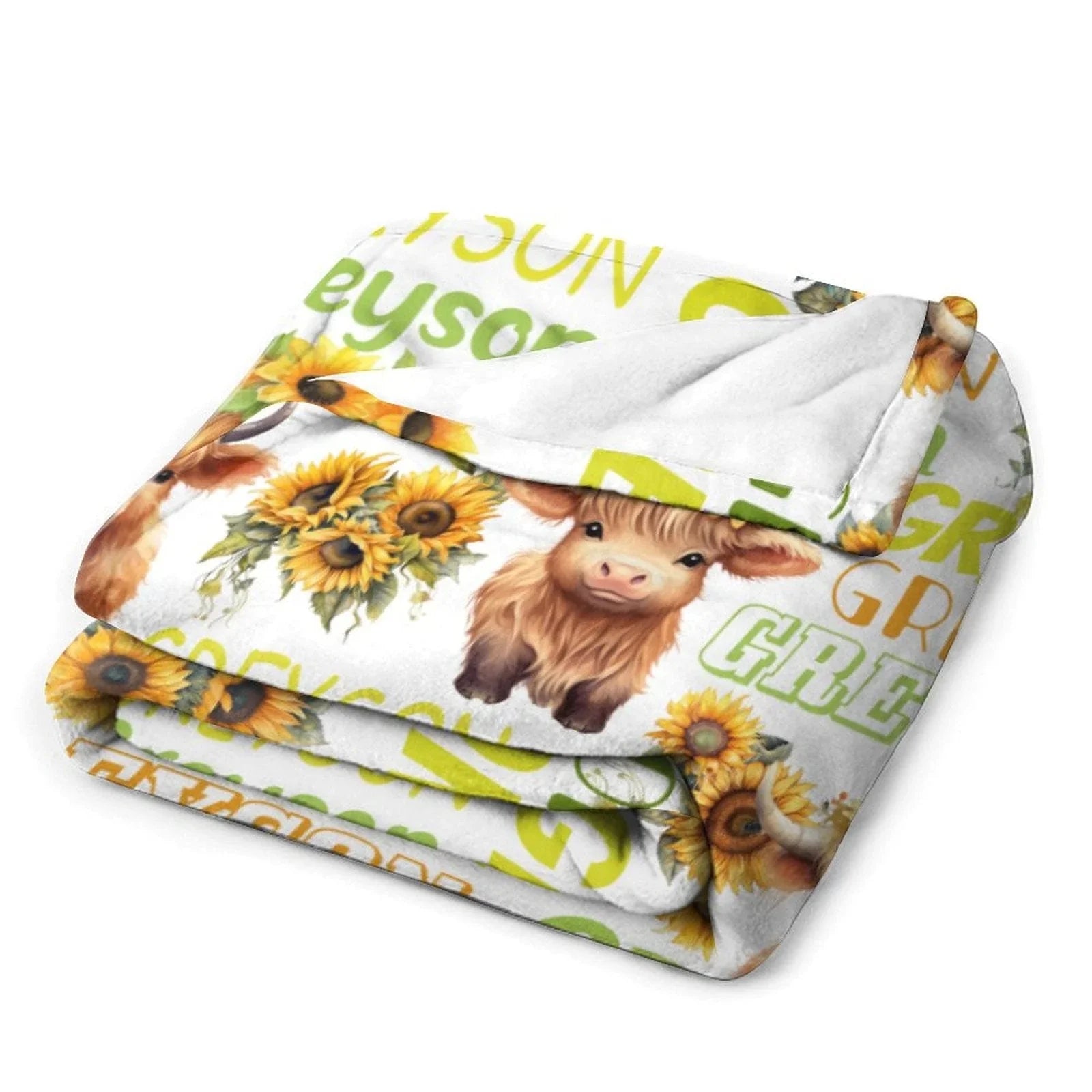 Personalized Daisy Highland Cow Baby Blanket with Name - Joliny