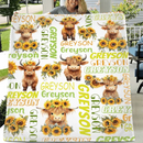 Personalized Daisy Highland Cow Baby Blanket with Name - Joliny