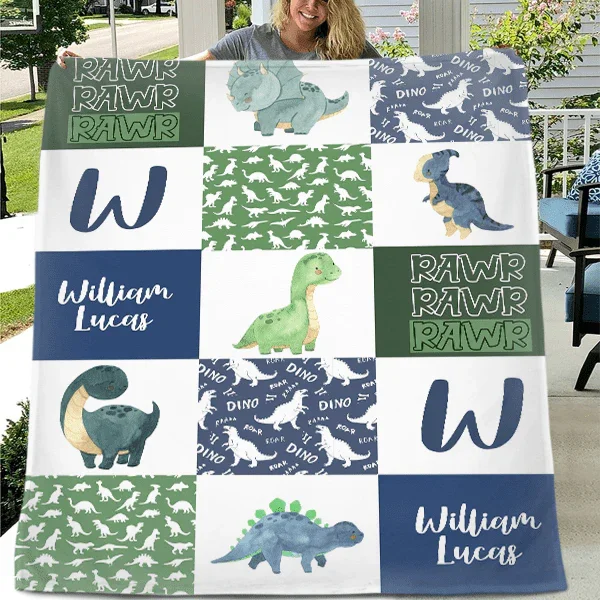 Personalized Dinosaur Cub Name Blanket - Joliny