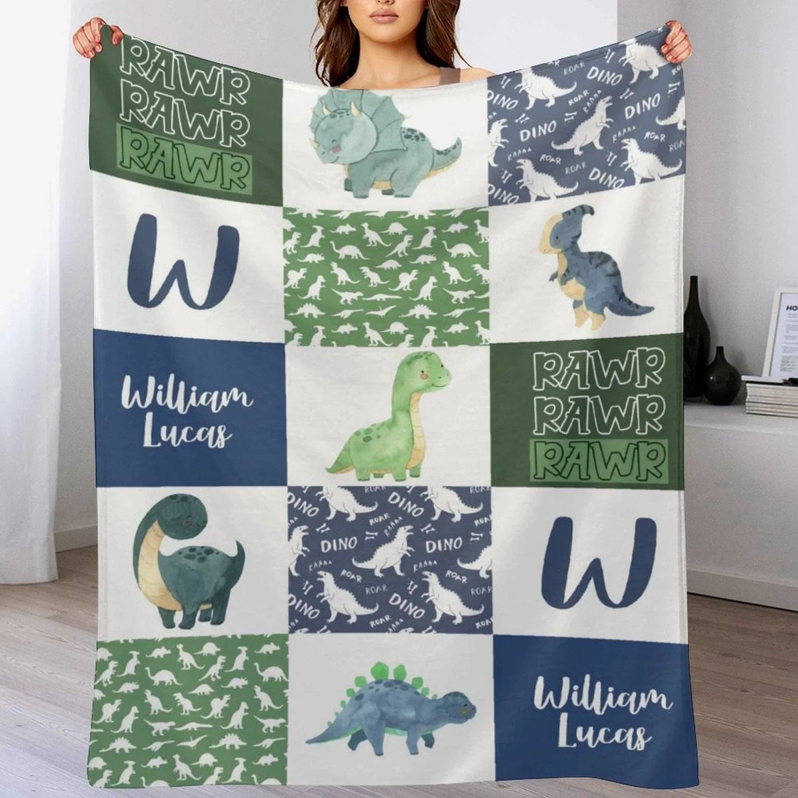 Personalized Dinosaur Cub Name Blanket