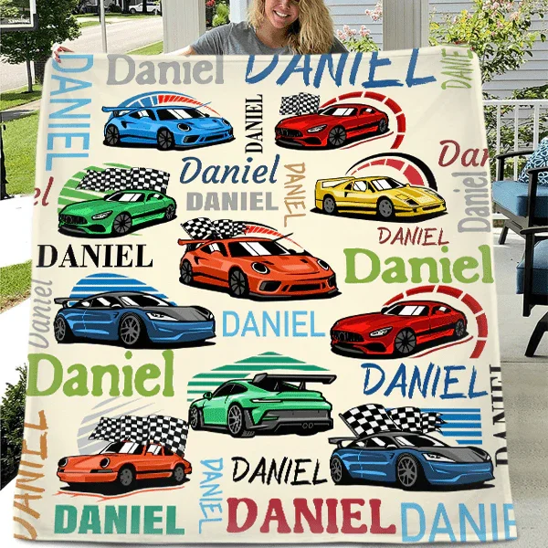 Personalized Drift Car Name Blanket