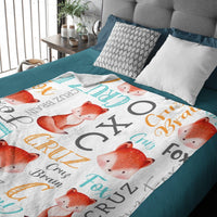 Personalized Fox Animal Baby Name Blanket - Joliny