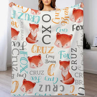 Personalized Fox Animal Baby Name Blanket - Joliny