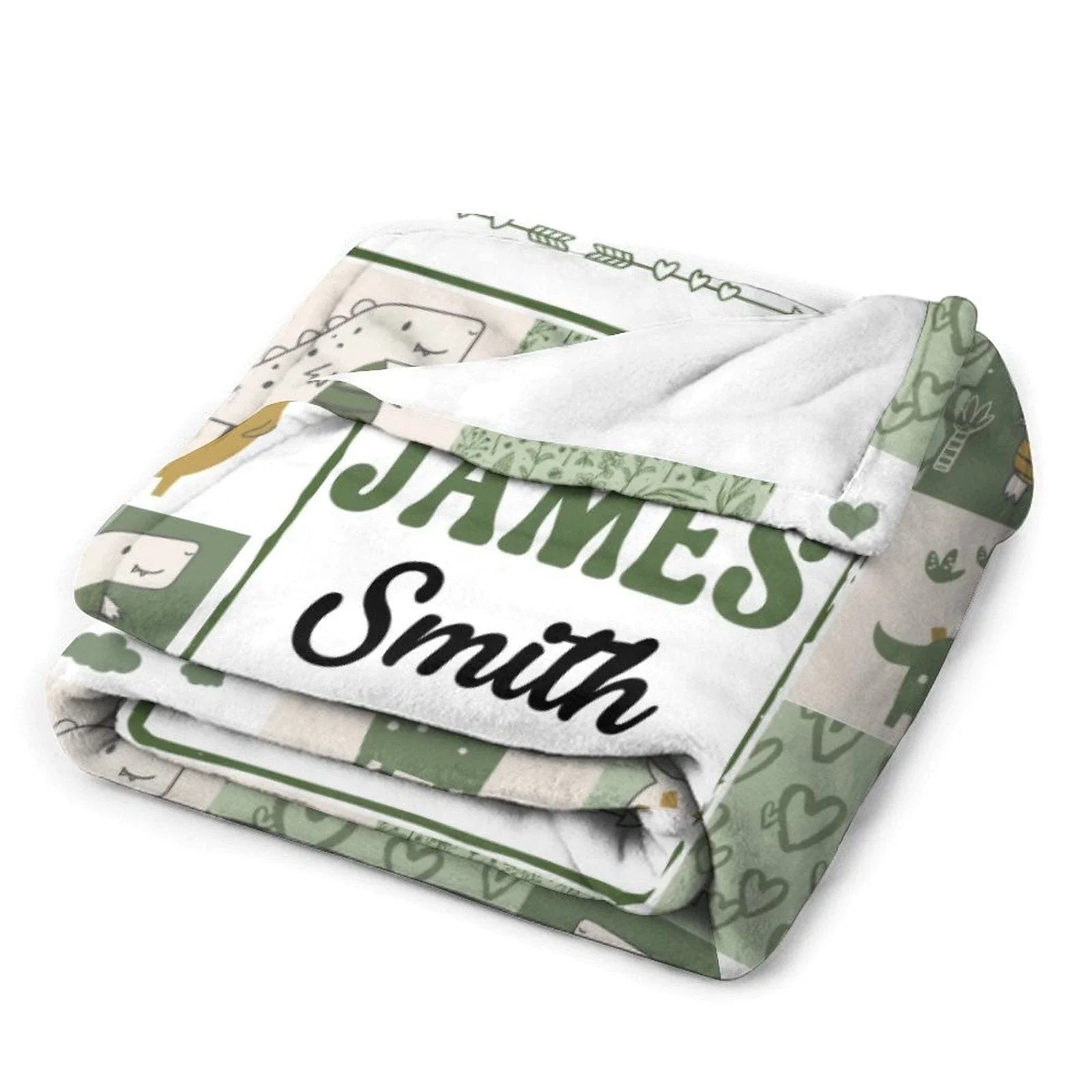Personalized Green Purple Dinosaur Baby Blanket - Joliny