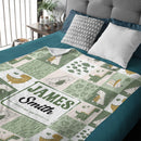 Personalized Green Purple Dinosaur Baby Blanket - Joliny