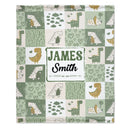Personalized Green Purple Dinosaur Baby Blanket - Joliny