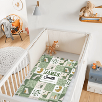 Personalized Green Purple Dinosaur Baby Blanket - Joliny