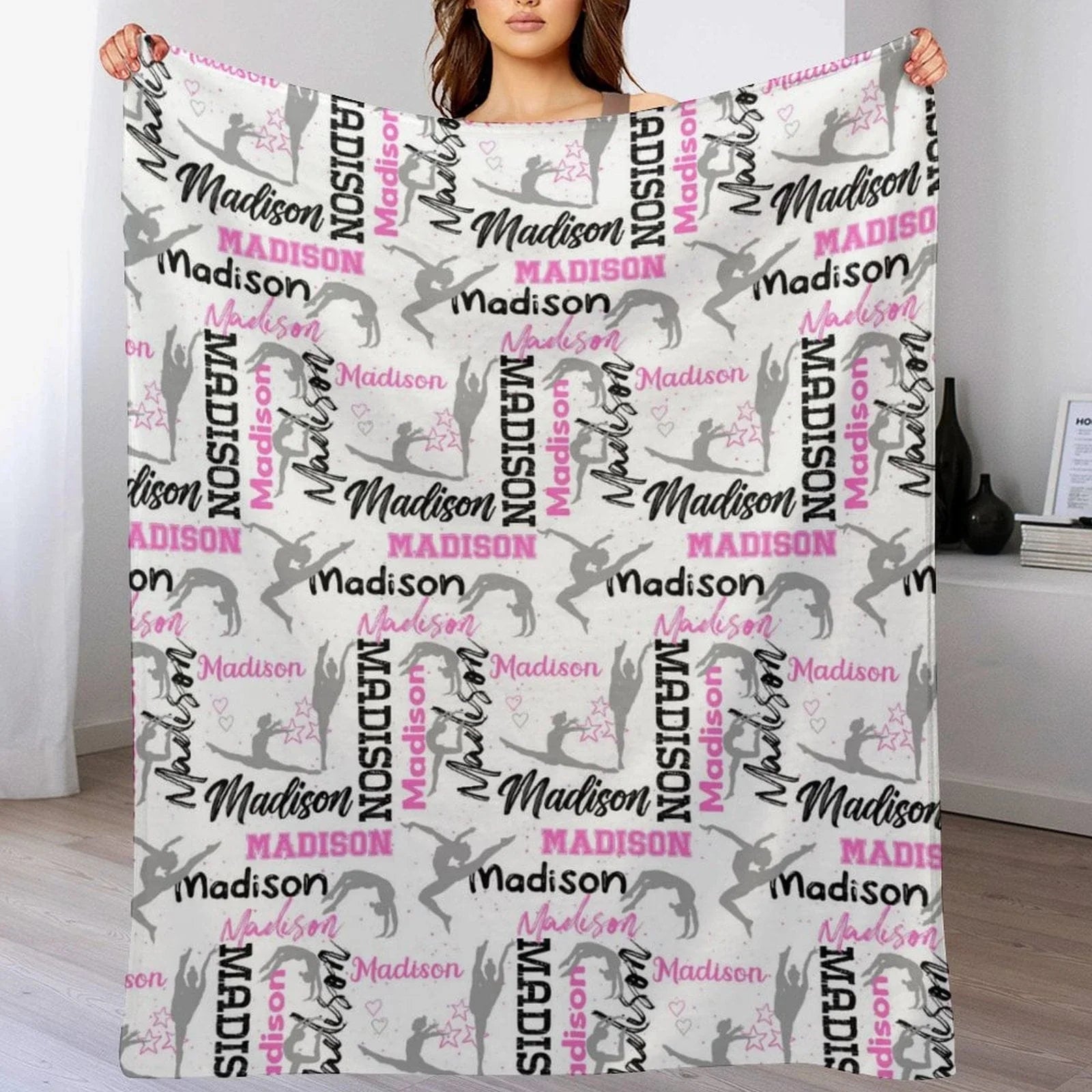 Personalized Gymnastics Blanket, Custom Girl Name - Joliny