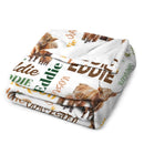 Personalized Highland Bull Calf And Leaf Name Blanket - Joliny