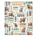 Personalized Highland Bull Calf And Leaf Name Blanket - Joliny