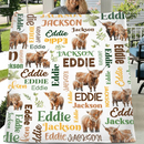 Personalized Highland Bull Calf And Leaf Name Blanket - Joliny