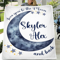 Personalized Moon Nursery Baby Blanket, Love You To The Moon and Back - Joliny