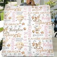 Personalized Trojan Bear Hot Air Balloon Name Blanket, Custom Newborn Gift - Joliny