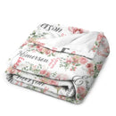 Pink Rose Blanket - Pink Floral Baby Name Custom Personalized Blanket - Baby Girl Personalized Blanket Newborn Gift - Joliny