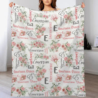 Pink Rose Blanket - Pink Floral Baby Name Custom Personalized Blanket - Baby Girl Personalized Blanket Newborn Gift - Joliny