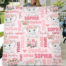 Custom Elephant Baby Blanket - Elephant Pattern Personalized Name Pink Blanket - A Gift For Child,Baby - Joliny