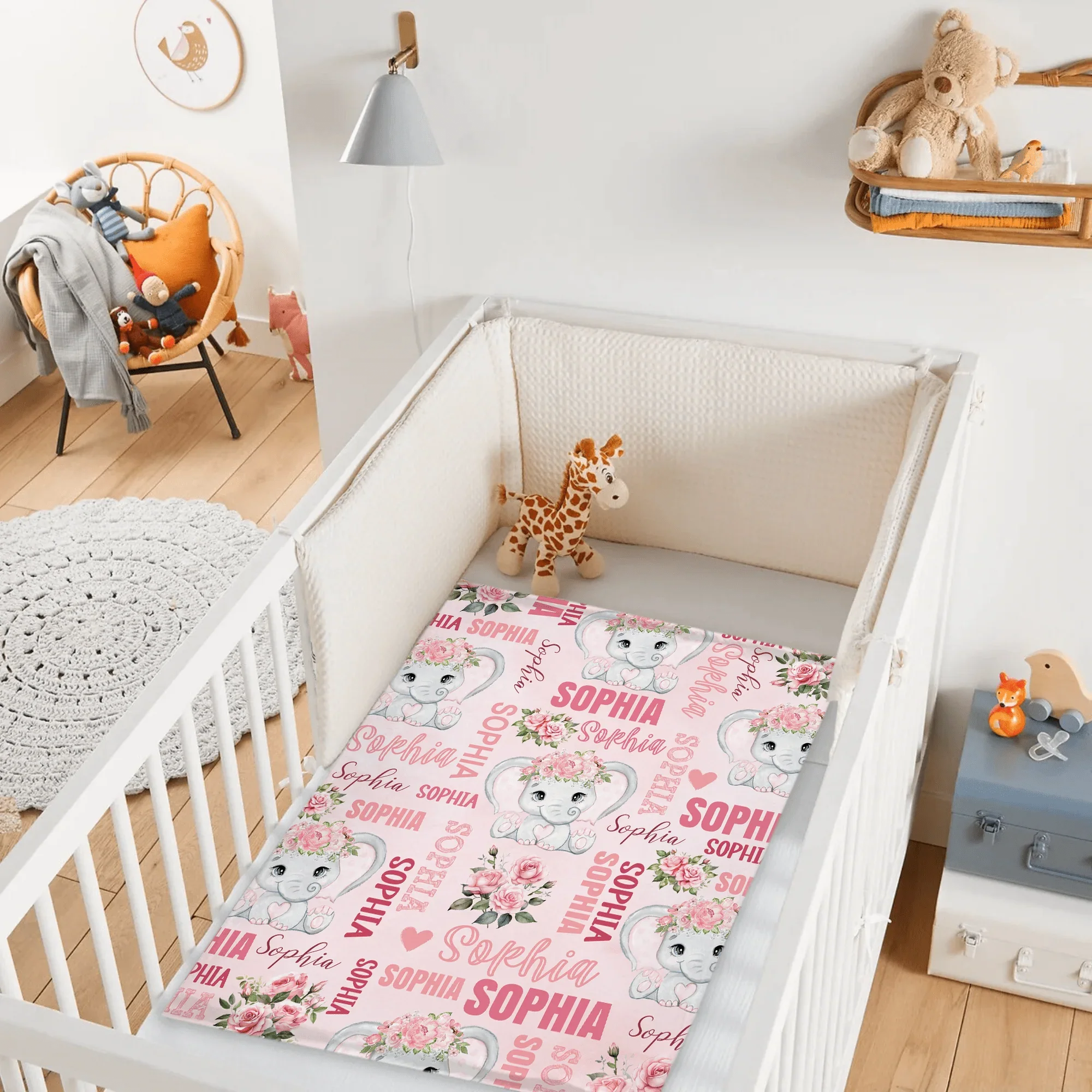 Custom Elephant Baby Blanket - Elephant Pattern Personalized Name Pink Blanket - A Gift For Child,Baby - Joliny