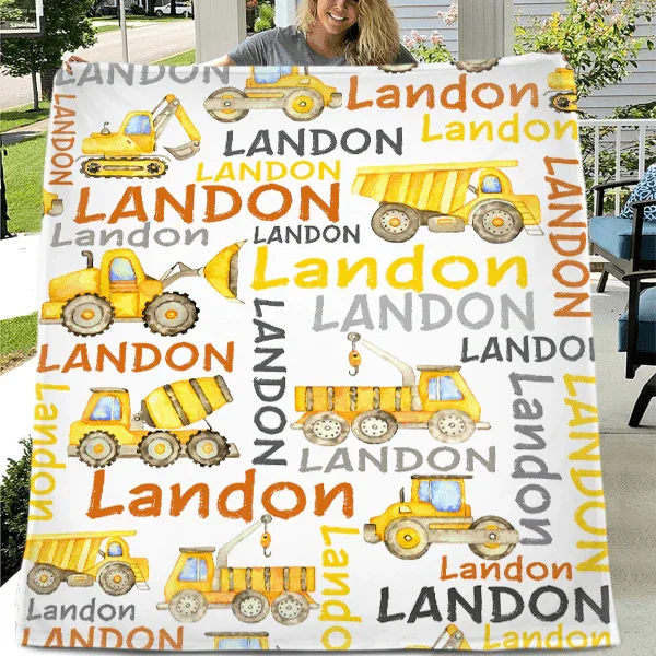 Custom Engine Blanket Gift - Personalized Name Truck Blanket - A Gift For Child,Newborns - Joliny