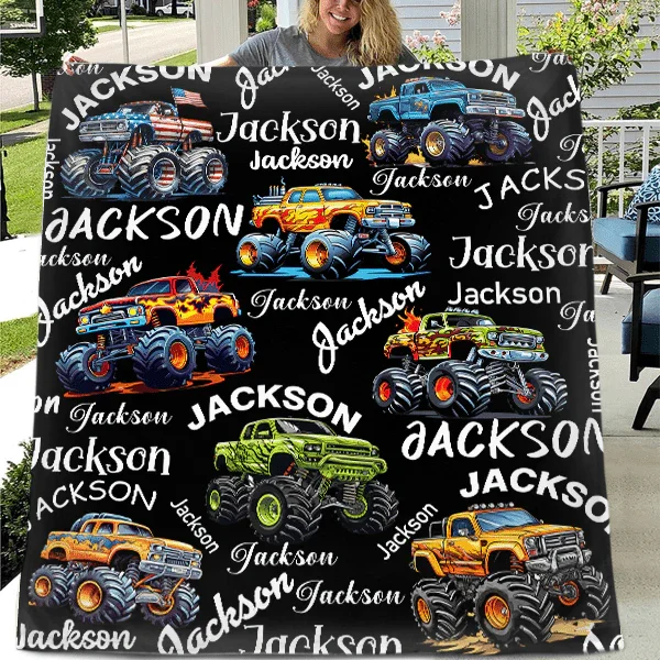 Custom Trucks Blanket - Personalized Multi-Font Name Blanket - A Gift For Friend,Child - Joliny