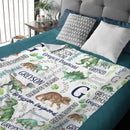 Customised Dinosaur Pattern Blanket - Personalised Name Dinosaur Blanket - A Gift For Child,Baby,Friend - Joliny