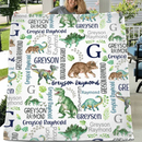 Customised Dinosaur Pattern Blanket - Personalised Name Dinosaur Blanket - A Gift For Child,Baby,Friend - Joliny