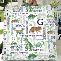 Customised Dinosaur Pattern Blanket - Personalised Name Dinosaur Blanket - A Gift For Child,Baby,Friend - Joliny
