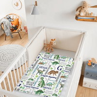 Customised Dinosaur Pattern Blanket - Personalised Name Dinosaur Blanket - A Gift For Child,Baby,Friend - Joliny