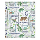 Customised Dinosaur Pattern Blanket - Personalised Name Dinosaur Blanket - A Gift For Child,Baby,Friend - Joliny