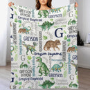 Customised Dinosaur Pattern Blanket - Personalised Name Dinosaur Blanket - A Gift For Child,Baby,Friend - Joliny